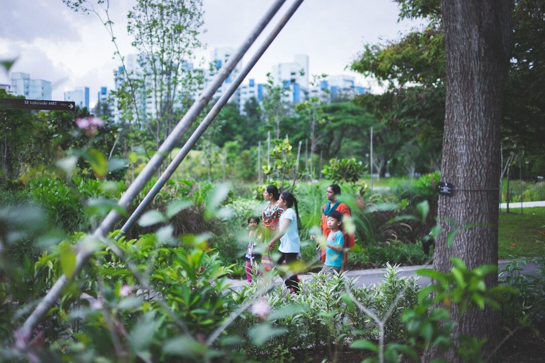 group walking in park